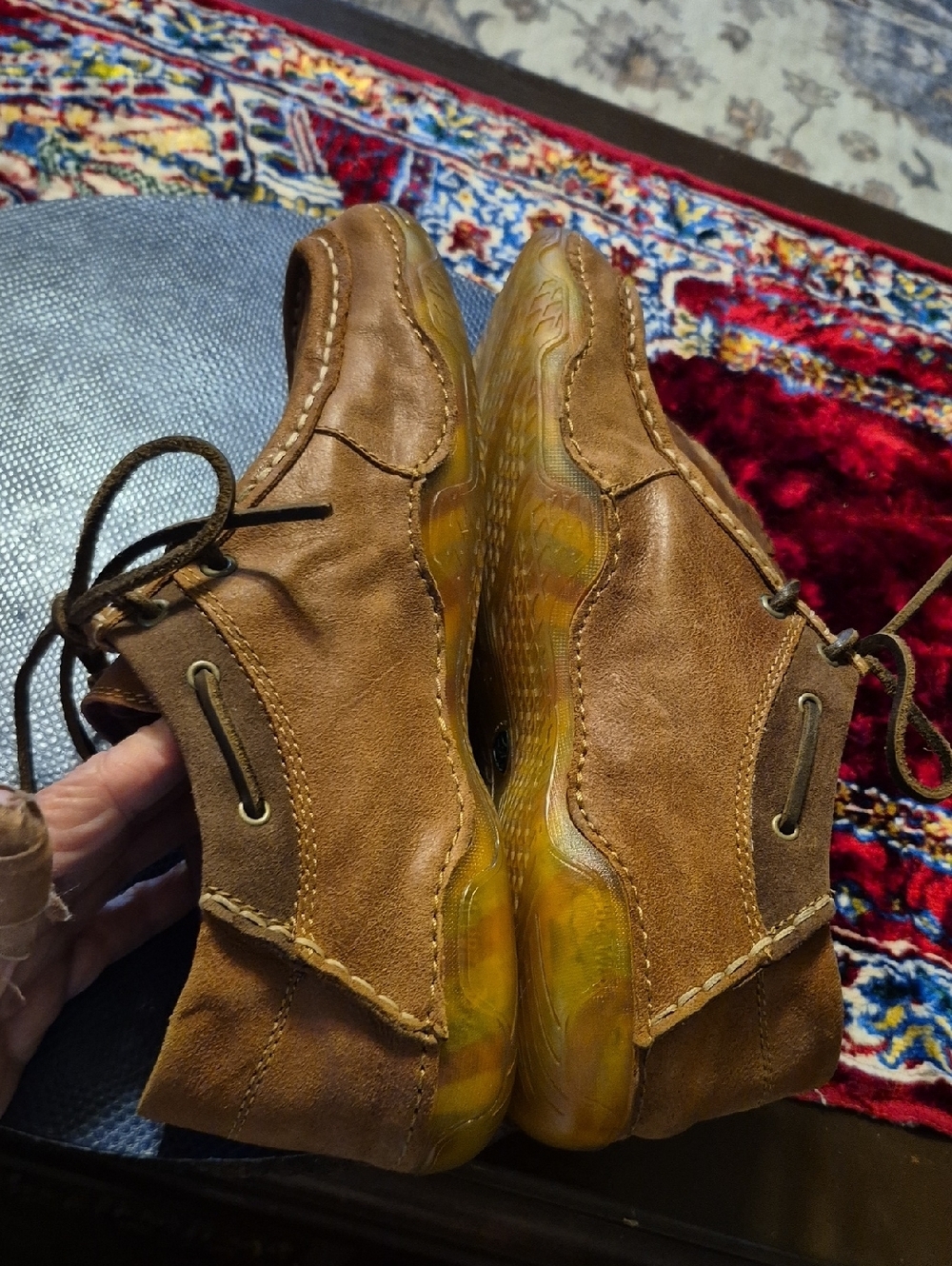 Ariat Tan Suede Boat Moccasin Lace-Up Shoes Sz 10B. GC.(#1256S). - Picture 6 of 11